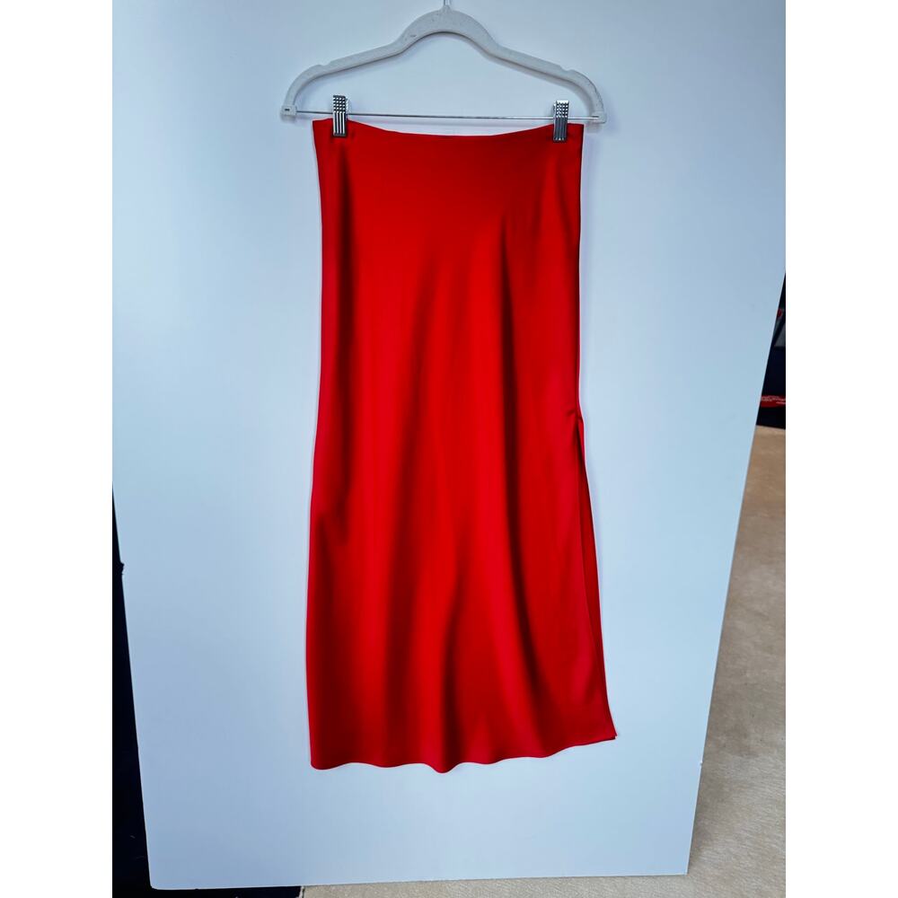 Jcrew skirt maxi slip red side slit minimalist quiet luxury silk effect 90s y2k